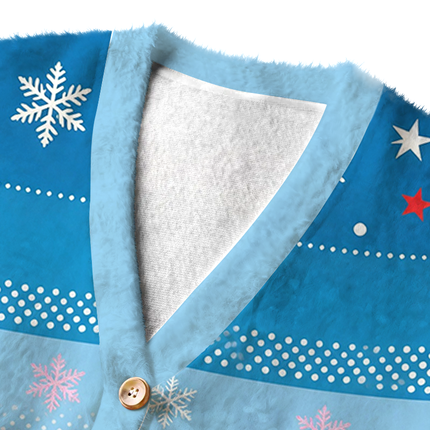 Uglysweatershops Japanese Pop Art Mushroom Fuzzy Ugly Cardigan Sweatshirt