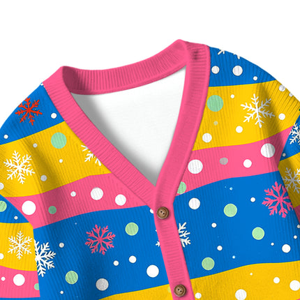 Uglysweatershops Psychedelic Mushrooms Kids Ugly Cardigan Sweater