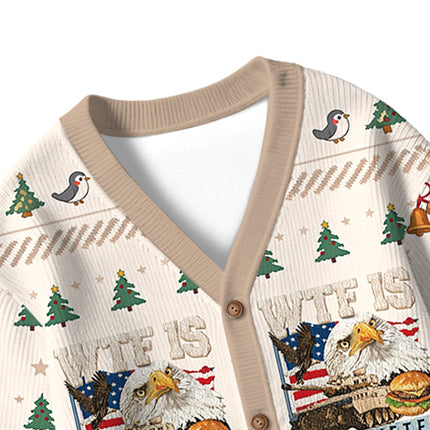 Uglysweatershops WTF Is A Kilometer Meme Kids Ugly Cardigan Sweater