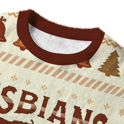 Uglysweatershops Lesbians Eat What Funny Fuzzy Christmas Ugly Sweatshirt