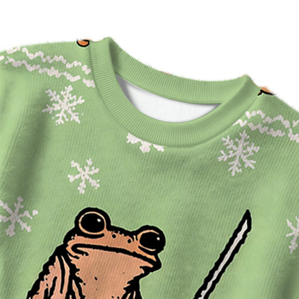 Uglysweatershops Focused Samurai Frog Christmas Ugly Sweater