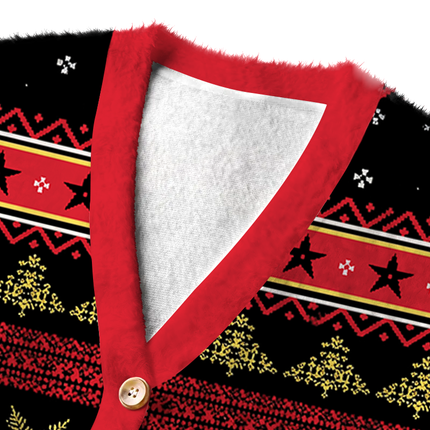 Uglysweatershops Retro Snake Fuzzy Ugly Cardigan Sweatshirt