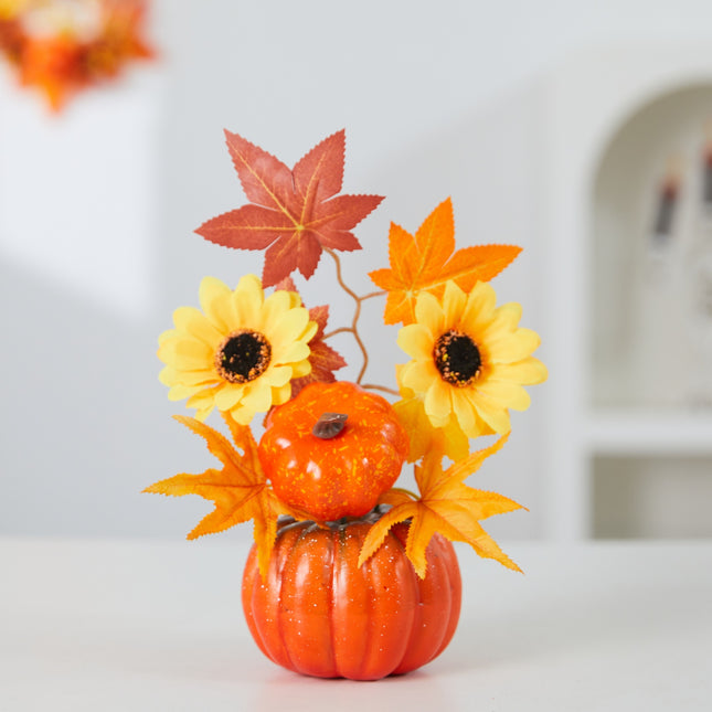 Uglysweatershops Halloween Maple Leaf Simulation Pumpkin Decoration