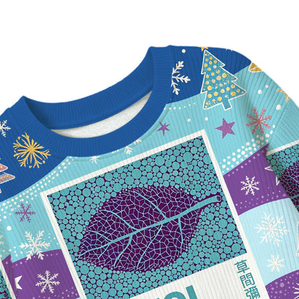 Uglysweatershops Purple Leafe Kids Ugly Sweater