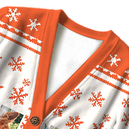 Uglysweatershops Smkong Orange Cat Ugly Cardigan Sweater
