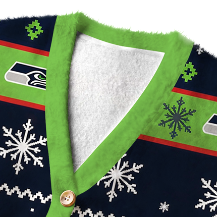 Uglysweatershops Show Your Team Spirit Fuzzy Ugly Cardigan Sweatshirt