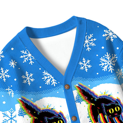 Uglysweatershops Technicat Glitch Kids Ugly Cardigan Sweater