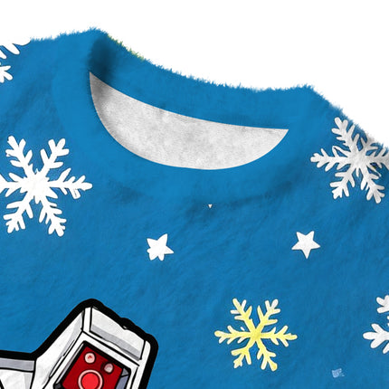 Uglysweatershops Retro Mecha Robot Head Fuzzy Christmas Ugly Sweatshirt