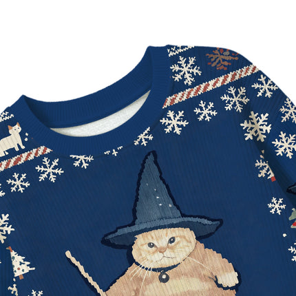 Uglysweatershops Wizard Cat Funny Kids Ugly Sweater