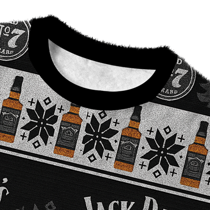 Uglysweatershops Black Jack Fuzzy Christmas Ugly Sweatshirt