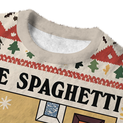 Uglysweatershops More Spaghetti Less Upsetti Fuzzy Christmas Ugly Sweatshirt