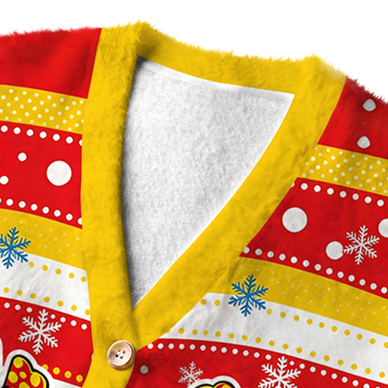 Uglysweatershops Sunflower Fuzzy Ugly Cardigan Sweatshirt
