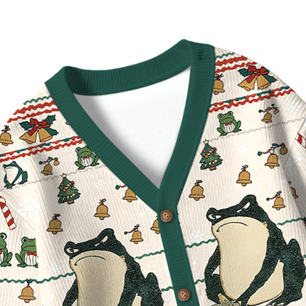 Uglysweatershops Japanese Frog Kids Ugly Cardigan Sweater