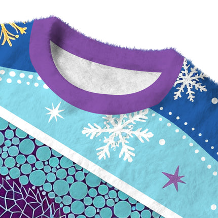 Uglysweatershops Purple Leafe Fuzzy Christmas Ugly Sweatshirt