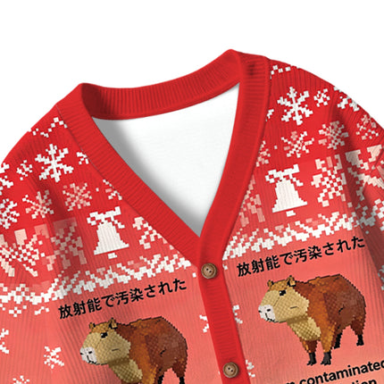 Uglysweatershops Capybara Contaminated By Radiation Kids Ugly Cardigan Sweater