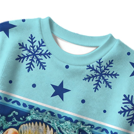 Uglysweatershops Vintage Freshwater Fish Christmas Ugly Sweater