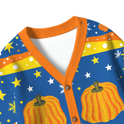 Uglysweatershops Art Pumpkin TOKYO 1900 Kids Ugly Cardigan Sweater