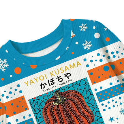 Uglysweatershops Orange Red Pumpkin Kids Ugly Sweater