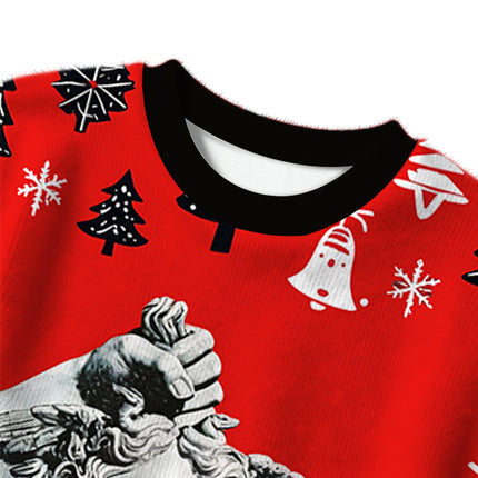 Uglysweatershops Holding Head of Medusa Smoking Christmas Ugly Sweater