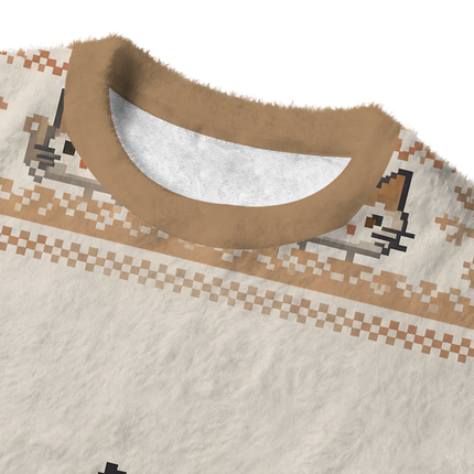 Uglysweatershops Bomboclat Fish Cat Meme Fuzzy Christmas Ugly Sweatshirt
