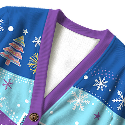 Uglysweatershops Purple Leafe Ugly Cardigan Sweater