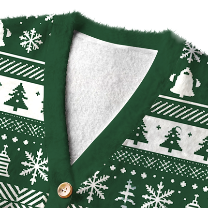 Uglysweatershops Tobacco Vintage Fuzzy Ugly Cardigan Sweatshirt