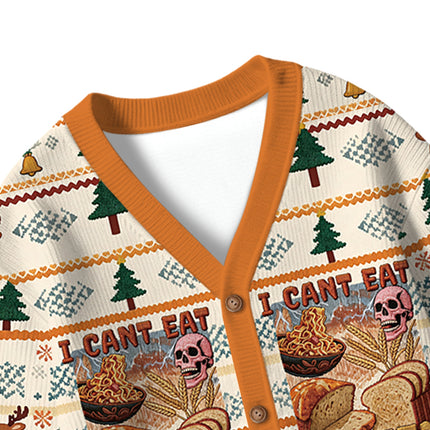 Uglysweatershops I Can't Eat Gluten Funny Meme Kids Ugly Cardigan Sweater