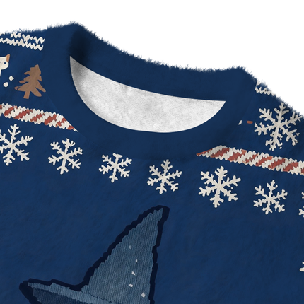Uglysweatershops Wizard Cat Funny Fuzzy Christmas Ugly Sweatshirt