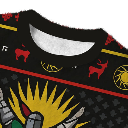 Uglysweatershops Praise the Sun Fuzzy Christmas Ugly Sweatshirt