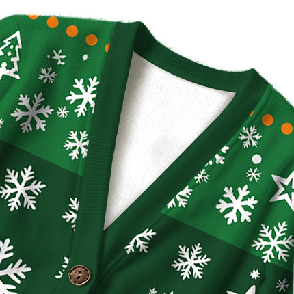 Uglysweatershops Art Spotted Mushroom Vintage Ugly Cardigan Sweater