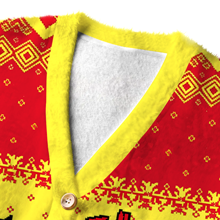 Uglysweatershops Merry Xmas Again Fuzzy Ugly Cardigan Sweatshirt