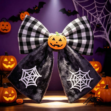 Uglysweatershops Halloween Plush Fabric Big Bow Pendant Decoration