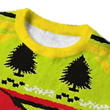 Uglysweatershops Santa Hat Fuzzy Christmas Ugly Sweatshirt