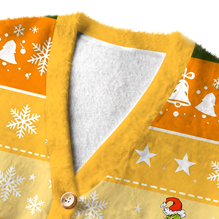 Uglysweatershops Christmas Tree Sneaky Thief Fuzzy Ugly Cardigan Sweatshirt