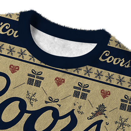 Uglysweatershops Beer Snowing Fuzzy Christmas Ugly Sweatshirt