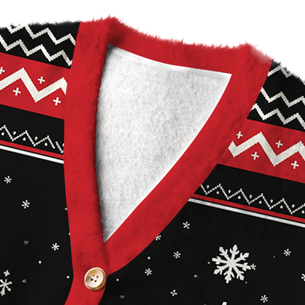 Uglysweatershops Happy Human Holiday Fuzzy Ugly Cardigan Sweatshirt
