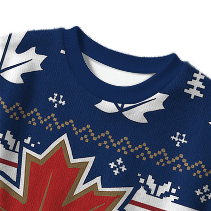 Uglysweatershops Blue Vintage Christmas Ugly Sweater
