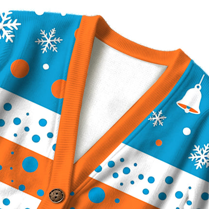 Uglysweatershops Orange Red Pumpkin Ugly Cardigan Sweater
