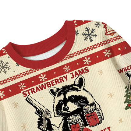 Uglysweatershops Strawberry Jams Raccoon Kids Ugly Sweater