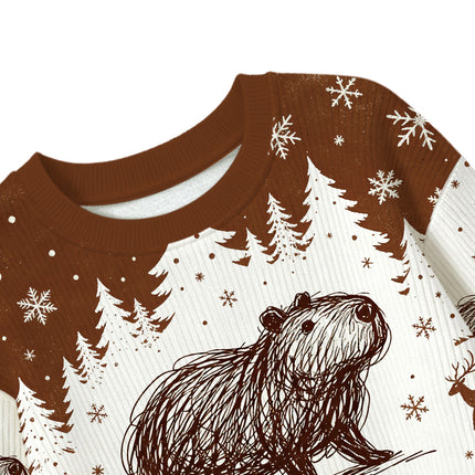 Uglysweatershops Minimalist Capybara Kids Ugly Sweater