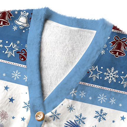 Uglysweatershops Blue Eagle Fuzzy Ugly Cardigan Sweatshirt