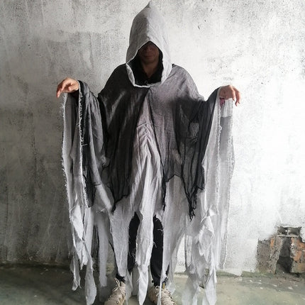 Uglysweatershops Halloween Dark Tattered Skull Cloak