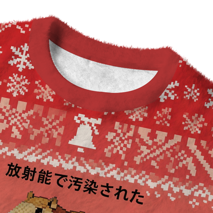 Uglysweatershops Capybara Contaminated By Radiation Fuzzy Christmas Ugly Sweatshirt