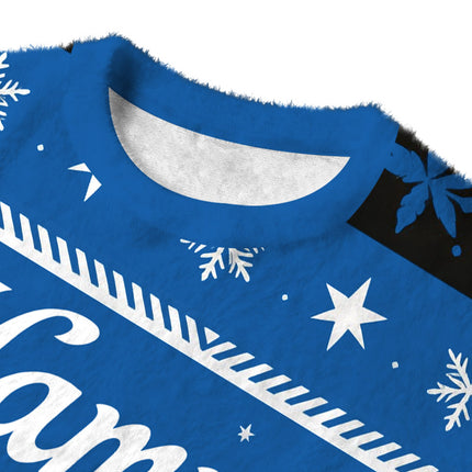 Uglysweatershops Land of Sky Blue Fuzzy Christmas Ugly Sweatshirt