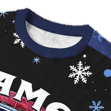 Uglysweatershops Cigarettes Blend Vintage Fuzzy Christmas Ugly Sweatshirt