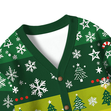 Uglysweatershops Art Spotted Mushroom Vintage Kids Ugly Cardigan Sweater