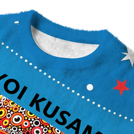 Uglysweatershops Japanese Pop Art Mushroom Fuzzy Christmas Ugly Sweatshirt