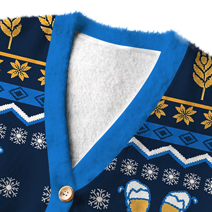 Uglysweatershops It's the Most Wonderful Time Fuzzy Ugly Cardigan Sweatshirt