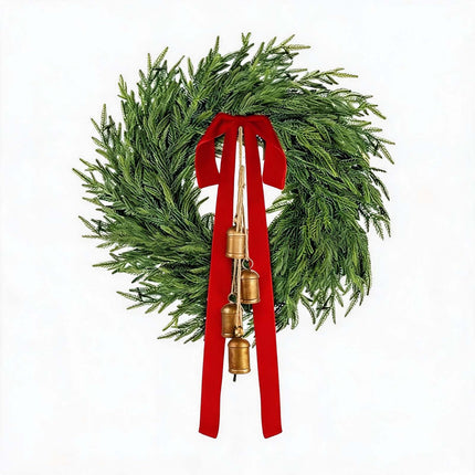 Uglysweatershops Christmas Long Bow Bell Charm Wreath
