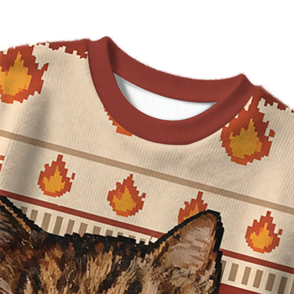 Uglysweatershops Meowlboro Smoking Cat Funny Christmas Ugly Sweater